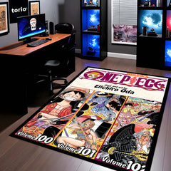 One Piece Manga Collage Floor Mat | Luffy Straw Hat Pirates Anime Rug | Anti-Slip 3mm Absorbent Floor Mat for Gaming Room, Bedroom & Otaku Setup