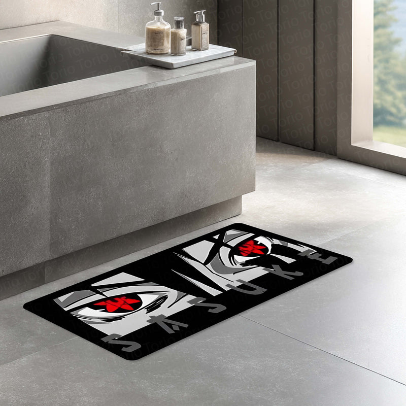 Sasuke Uchiha Sharingan Eye Anime Floor Mat | Anti-Slip Printed Floor Rug for Bedroom, Gaming Room & Anime Decor | TORIO