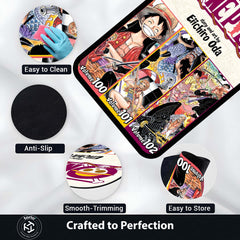 One Piece Manga Collage Floor Mat | Luffy Straw Hat Pirates Anime Rug | Anti-Slip 3mm Absorbent Floor Mat for Gaming Room, Bedroom & Otaku Setup