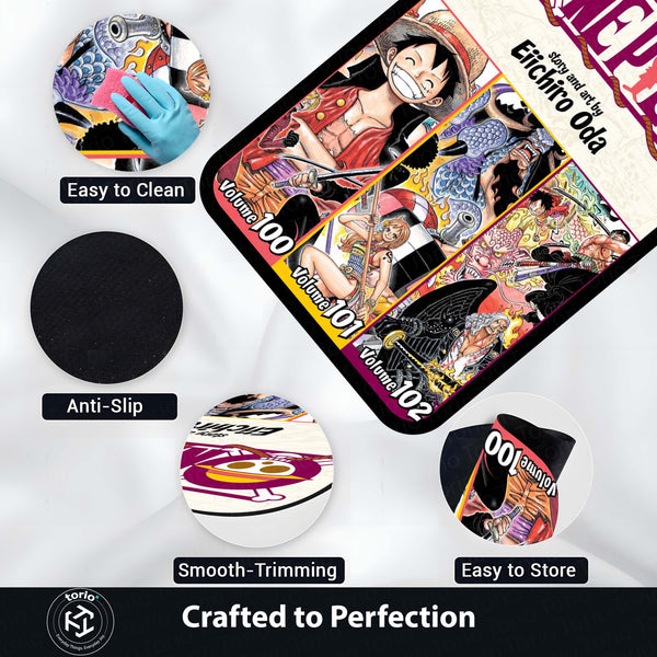 One Piece Manga Collage Floor Mat | Luffy Straw Hat Pirates Anime Rug | Anti-Slip 3mm Absorbent Floor Mat for Gaming Room, Bedroom & Otaku Setup