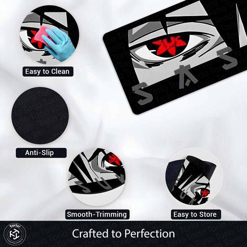 Sasuke Uchiha Sharingan Eye Anime Floor Mat | Anti-Slip Printed Floor Rug for Bedroom, Gaming Room & Anime Decor | TORIO