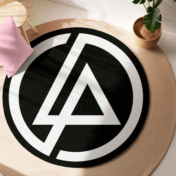 Linkin Park Logo Circular Floor Mat (3 mm Thick) | Anti-Slip Printed Round Floor Rug for Bedroom, Studio, Gaming Room & Music Decor | TORIO