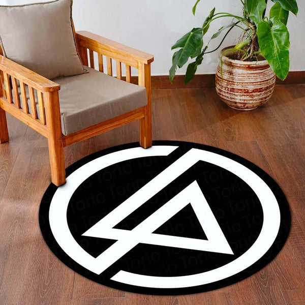 Linkin Park Logo Circular Floor Mat (3 mm Thick) | Anti-Slip Printed Round Floor Rug for Bedroom, Studio, Gaming Room & Music Decor | TORIO
