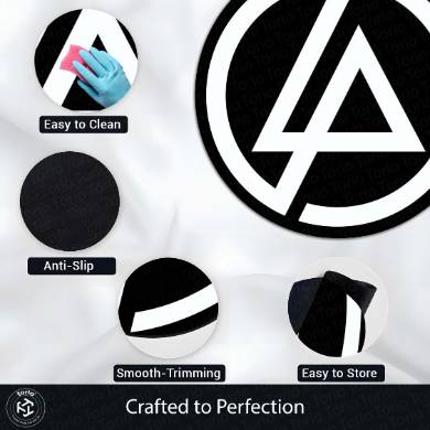 Linkin Park Logo Circular Floor Mat (3 mm Thick) | Anti-Slip Printed Round Floor Rug for Bedroom, Studio, Gaming Room & Music Decor | TORIO