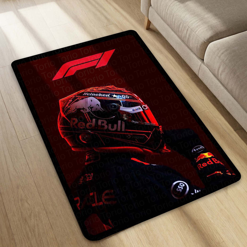 Formula Racing Helmet Area Flat Rug | Formula Motorsport Area Flat Rug | Premium Racing Fan Room Decor Rug