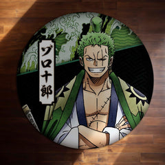 Roronoa Zoro Circular Floor Mat (3 mm Thick) | One Piece Anime Round Rug with Samurai Aesthetic for Bedroom, Gaming Room & Otaku Home Decor | TORIO