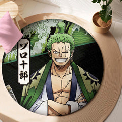 Roronoa Zoro Circular Floor Mat (3 mm Thick) | One Piece Anime Round Rug with Samurai Aesthetic for Bedroom, Gaming Room & Otaku Home Decor | TORIO