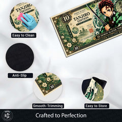 Demon Slayer Tanjiro Kamado Flat Rug | Japanese Anime Currency Note Design | Premium Anti-Slip Flat Rug