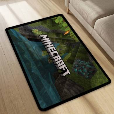 Minecraft Floor Mat | Pixel World Gaming Rug Inspired Design | Anti-Slip 3mm Absorbent Floor Mat for Gaming Room, Kids Room & Setup