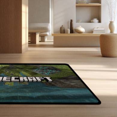 Minecraft Floor Mat | Pixel World Gaming Rug Inspired Design | Anti-Slip 3mm Absorbent Floor Mat for Gaming Room, Kids Room & Setup