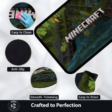 Minecraft Floor Mat | Pixel World Gaming Rug Inspired Design | Anti-Slip 3mm Absorbent Floor Mat for Gaming Room, Kids Room & Setup