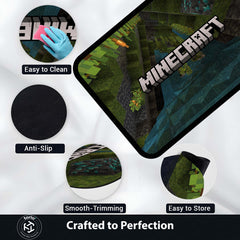 Minecraft Floor Mat | Pixel World Gaming Rug Inspired Design | Anti-Slip 3mm Absorbent Floor Mat for Gaming Room, Kids Room & Setup