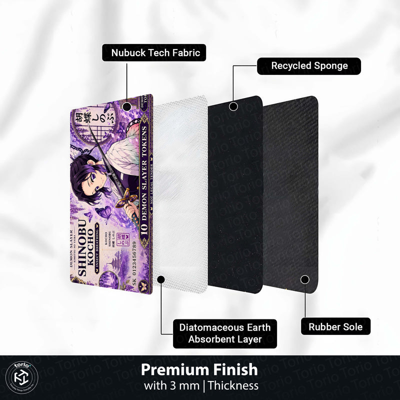 Demon Slayer Shinobu Kocho Flat Rug | Japanese Anime Currency Note Design | Premium Anti-Slip Flat Rug