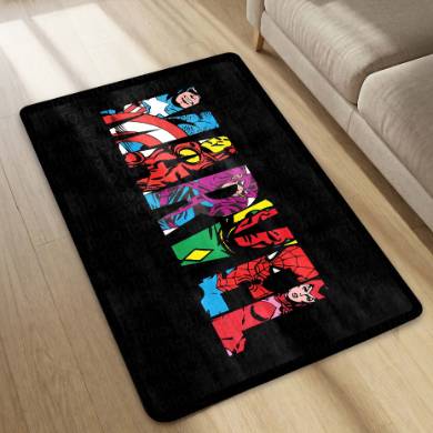 Marvel Avengers Superheroes Floor Mat | Iron Man Captain America Spider-Man Comic Rug | Anti-Slip 3mm Absorbent Floor Mat for Gaming Room, Bedroom & Fan Cave