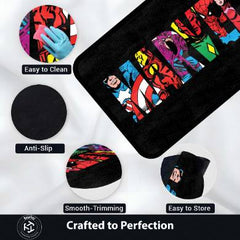 Marvel Avengers Superheroes Floor Mat | Iron Man Captain America Spider-Man Comic Rug | Anti-Slip 3mm Absorbent Floor Mat for Gaming Room, Bedroom & Fan Cave