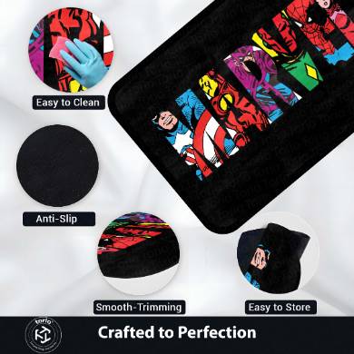 Marvel Avengers Superheroes Floor Mat | Iron Man Captain America Spider-Man Comic Rug | Anti-Slip 3mm Absorbent Floor Mat for Gaming Room, Bedroom & Fan Cave