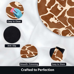 Safari Silhouette Round Area Rug | Minimal Wildlife Animal Pattern Floor Mat | Modern African Safari Inspired Round Carpet for Living Room, Bedroom & Reading Corner Decor