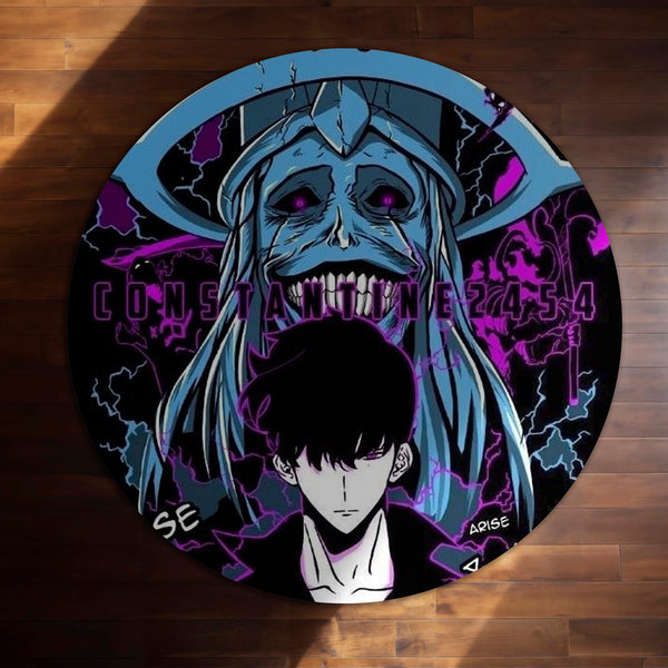 Sung Jinwoo Solo Leveling Circular Floor Mat (3 mm Thick) | Dark Anime Inspired Round Rug for Gaming Room, Bedroom, Studio & Otaku Decor | TORIO (Copy)