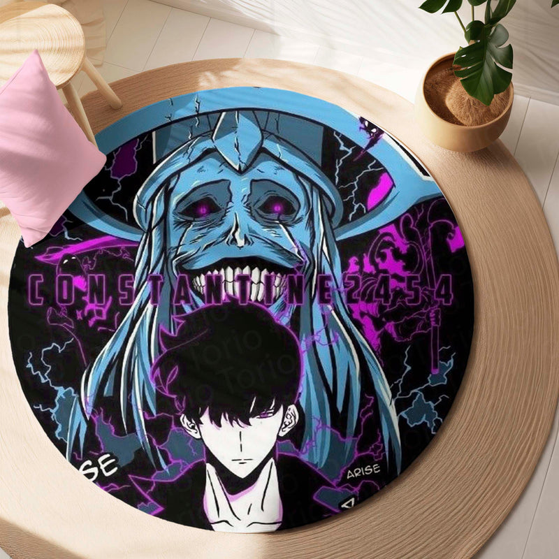Sung Jinwoo Solo Leveling Circular Floor Mat (3 mm Thick) | Dark Anime Inspired Round Rug for Gaming Room, Bedroom, Studio & Otaku Decor | TORIO (Copy)