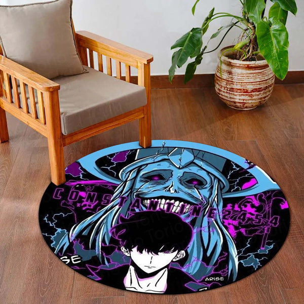 Sung Jinwoo Solo Leveling Circular Floor Mat (3 mm Thick) | Dark Anime Inspired Round Rug for Gaming Room, Bedroom, Studio & Otaku Decor | TORIO (Copy)