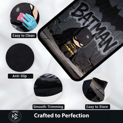Cute Batman Chibi Area Flat Rug | Batman Superhero Area Flat Rug | Premium DC-Inspired Gaming Room Decor Rug