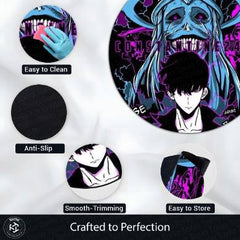 Shadow Monarch Circular Floor Mat (3 mm Thick) | Dark Anime Inspired Round Rug for Gaming Room, Bedroom, Studio & Otaku Decor | TORIO