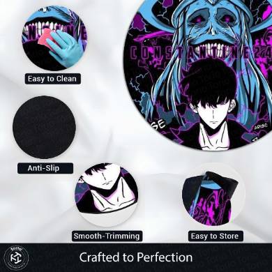 Shadow Monarch Circular Floor Mat (3 mm Thick) | Dark Anime Inspired Round Rug for Gaming Room, Bedroom, Studio & Otaku Decor | TORIO