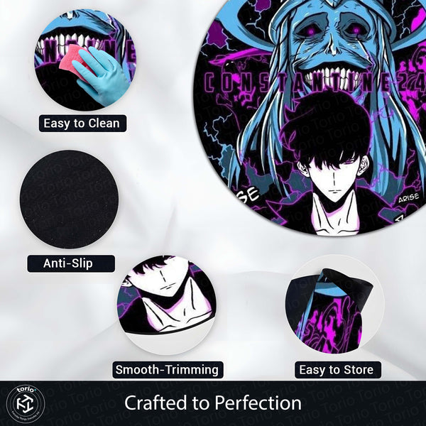 Shadow Monarch Circular Floor Mat (3 mm Thick) | Dark Anime Inspired Round Rug for Gaming Room, Bedroom, Studio & Otaku Decor | TORIO