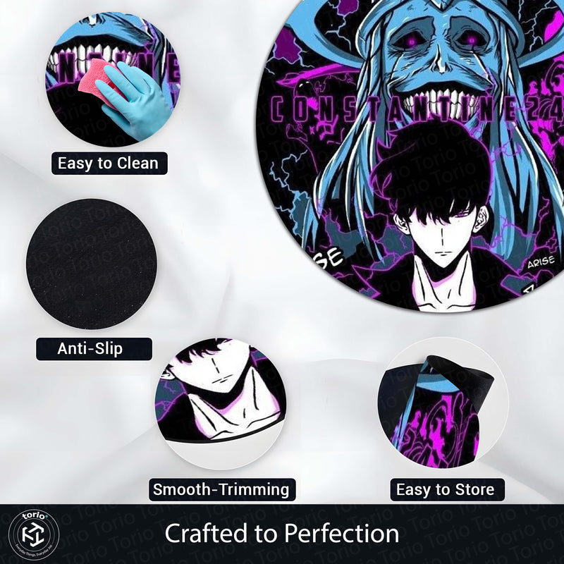 Sung Jinwoo Solo Leveling Circular Floor Mat (3 mm Thick) | Dark Anime Inspired Round Rug for Gaming Room, Bedroom, Studio & Otaku Decor | TORIO (Copy)