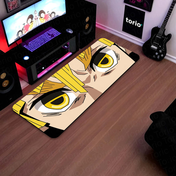 Demon Slayer Zenitsu Eyes Floor Mat | Kimetsu no Yaiba Anime Eye Art Rug | Anti-Slip 3mm Absorbent Floor Mat for Bedroom, Gaming Room & Otaku Decor