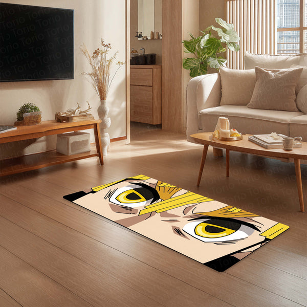 Demon Slayer Zenitsu Eyes Floor Mat | Kimetsu no Yaiba Anime Eye Art Rug | Anti-Slip 3mm Absorbent Floor Mat for Bedroom, Gaming Room & Otaku Decor