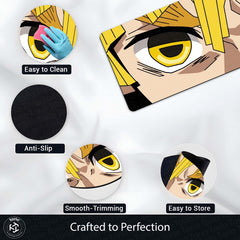 Demon Slayer Zenitsu Eyes Floor Mat | Kimetsu no Yaiba Anime Eye Art Rug | Anti-Slip 3mm Absorbent Floor Mat for Bedroom, Gaming Room & Otaku Decor
