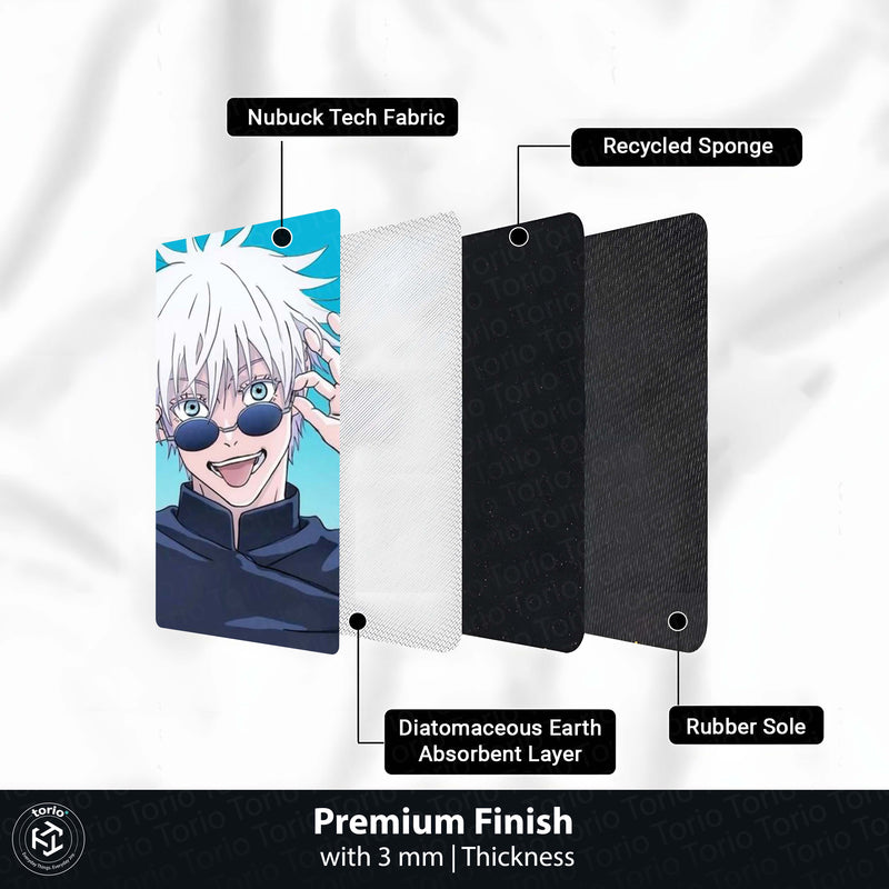Satoru Gojo Anime Circular Floor Mat (3 mm Thick) | Jujutsu Kaisen Gojo Sensei Round Rug with Cool Sunglasses Design for Gaming Room, Bedroom & Otaku Decor | TORIO