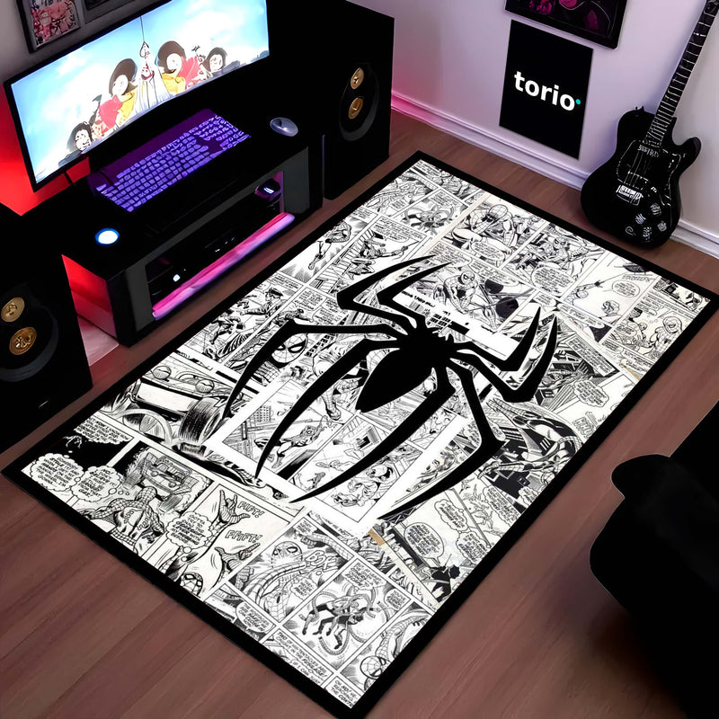 SpiderMan Comic Collage Floor Mat | Black & White Marvel Spider Art Rug | Anti-Slip 3mm Absorbent Floor Mat for Gaming Room, Bedroom & Fan Cave (Copy)