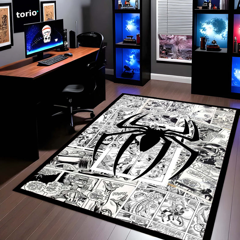 SpiderMan Comic Collage Floor Mat | Black & White Marvel Spider Art Rug | Anti-Slip 3mm Absorbent Floor Mat for Gaming Room, Bedroom & Fan Cave (Copy)