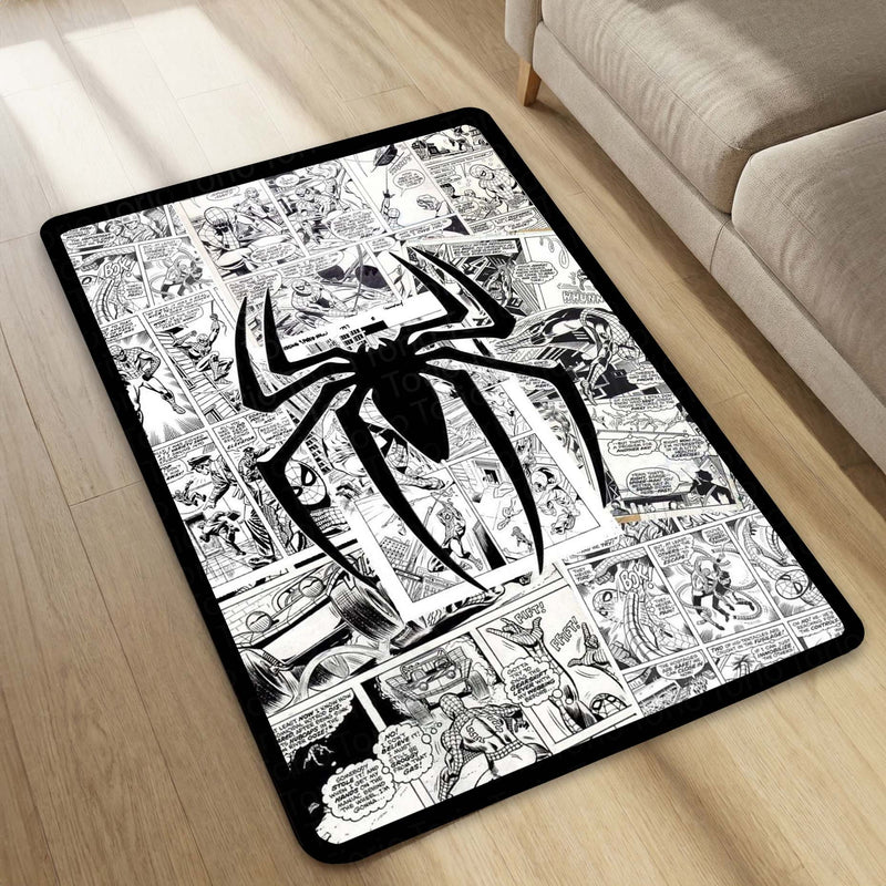 SpiderMan Comic Collage Floor Mat | Black & White Marvel Spider Art Rug | Anti-Slip 3mm Absorbent Floor Mat for Gaming Room, Bedroom & Fan Cave (Copy)