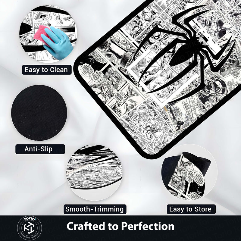 SpiderMan Comic Collage Floor Mat | Black & White Marvel Spider Art Rug | Anti-Slip 3mm Absorbent Floor Mat for Gaming Room, Bedroom & Fan Cave (Copy)