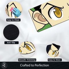 Hunter x Hunter Anime Eyes Floor Mat | Gon Freecss Inspired Golden Eye Art Rug | Anti-Slip 3mm Absorbent Floor Mat for Bedroom, Gaming Room & Otaku Decor