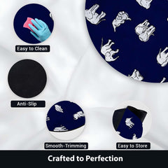 Elephant Pattern Round Area Rug | Navy Blue Wildlife Animal Print Floor Mat | Minimal Safari Inspired Circular Carpet for Living Room, Bedroom & Kids Room Decor