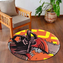Chainsaw Man Anime Circular Floor Mat (3 mm Thick) | Anti-Slip Printed Round Floor Rug for Bedroom, Gaming Room & Anime Decor | TORIO