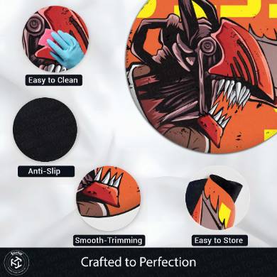 Chainsaw Man Anime Circular Floor Mat (3 mm Thick) | Anti-Slip Printed Round Floor Rug for Bedroom, Gaming Room & Anime Decor | TORIO