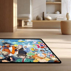 Anime Multiverse Crossover Floor Mat | Iconic Anime Characters Collage Rug | Anti-Slip 3mm Absorbent Floor Mat for Gaming Room, Bedroom & Otaku Setup