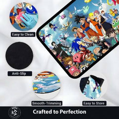 Anime Multiverse Crossover Floor Mat | Iconic Anime Characters Collage Rug | Anti-Slip 3mm Absorbent Floor Mat for Gaming Room, Bedroom & Otaku Setup