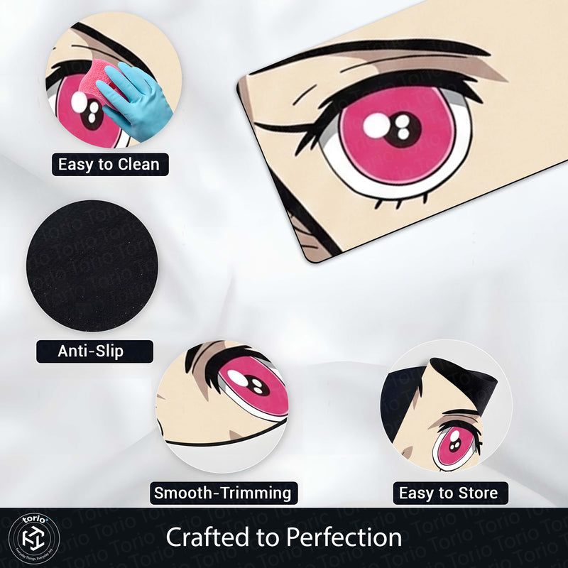 Anime Pink Eyes Floor Mat | Cute Kawaii Anime Eye Art Rug | Anti-Slip 3mm Absorbent Floor Mat for Bedroom, Gaming Room, Bathroom & Otaku Decor