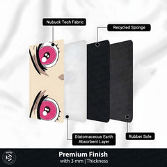 Anime Pink Eyes Floor Mat | Cute Kawaii Anime Eye Art Rug | Anti-Slip 3mm Absorbent Floor Mat for Bedroom, Gaming Room, Bathroom & Otaku Decor