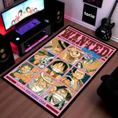 One Piece Anime Floor Mat | Eiichiro Oda Manga Collage Rug | Anti-Slip 3mm Absorbent Floor Mat for Gaming Room, Bedroom & Anime Fan Cave