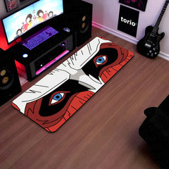 Masked Anime Eyes Floor Mat | Intense Red & Black Anime Eye Art Rug | Anti-Slip 3mm Absorbent Floor Mat for Gaming Room, Bedroom, Studio & Otaku Decor