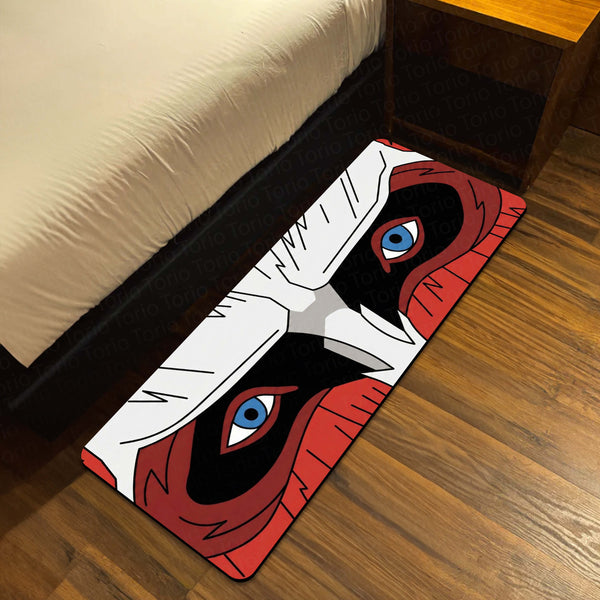 Masked Anime Eyes Floor Mat | Intense Red & Black Anime Eye Art Rug | Anti-Slip 3mm Absorbent Floor Mat for Gaming Room, Bedroom, Studio & Otaku Decor