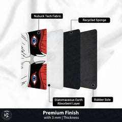 Masked Anime Eyes Floor Mat | Intense Red & Black Anime Eye Art Rug | Anti-Slip 3mm Absorbent Floor Mat for Gaming Room, Bedroom, Studio & Otaku Decor
