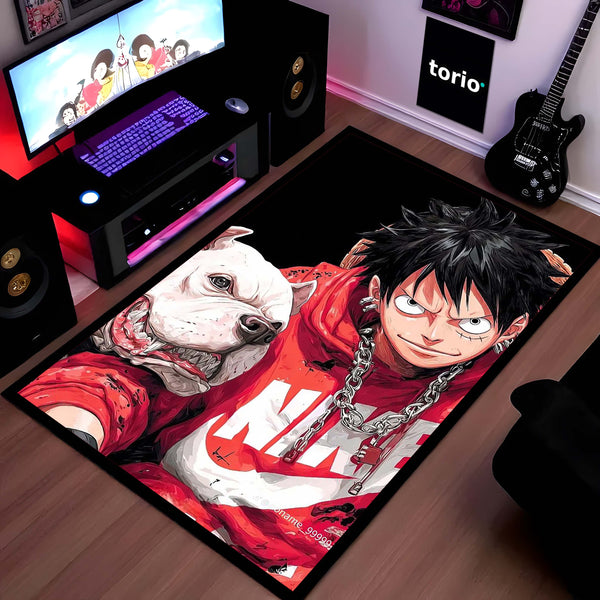 Monkey D. Luffy Streetwear Area Flat Rug | One Piece Anime Area Flat Rug | Premium Anime Gaming Room Decor Rug
